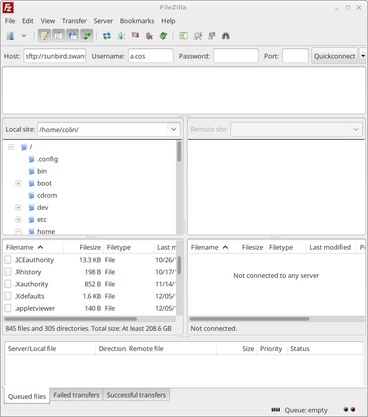 Transferring files using FileZilla